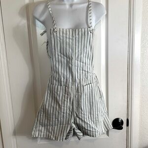 Madewell Womens Short Overalls striped Blue Shortalls xs New